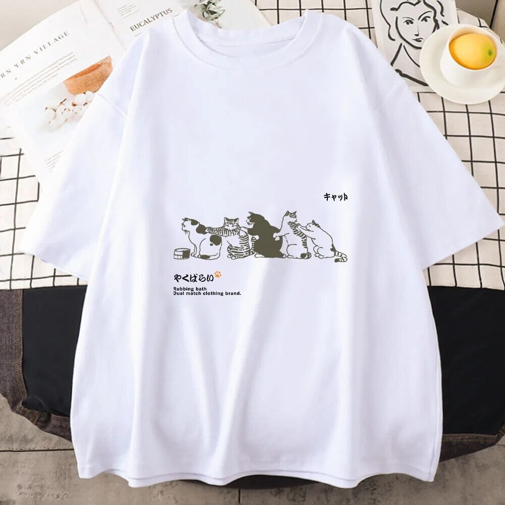 Cats Scratching Cats Backs Unisex Tee-Enchanted peach