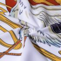 Japanese-themed Crane Cloudy Waves Unisex Purple/White Kimono-Enchanted peach