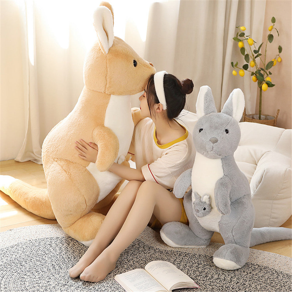 Kawaii Kangaroo Mama Papa and Baby Plushie-Enchanted peach