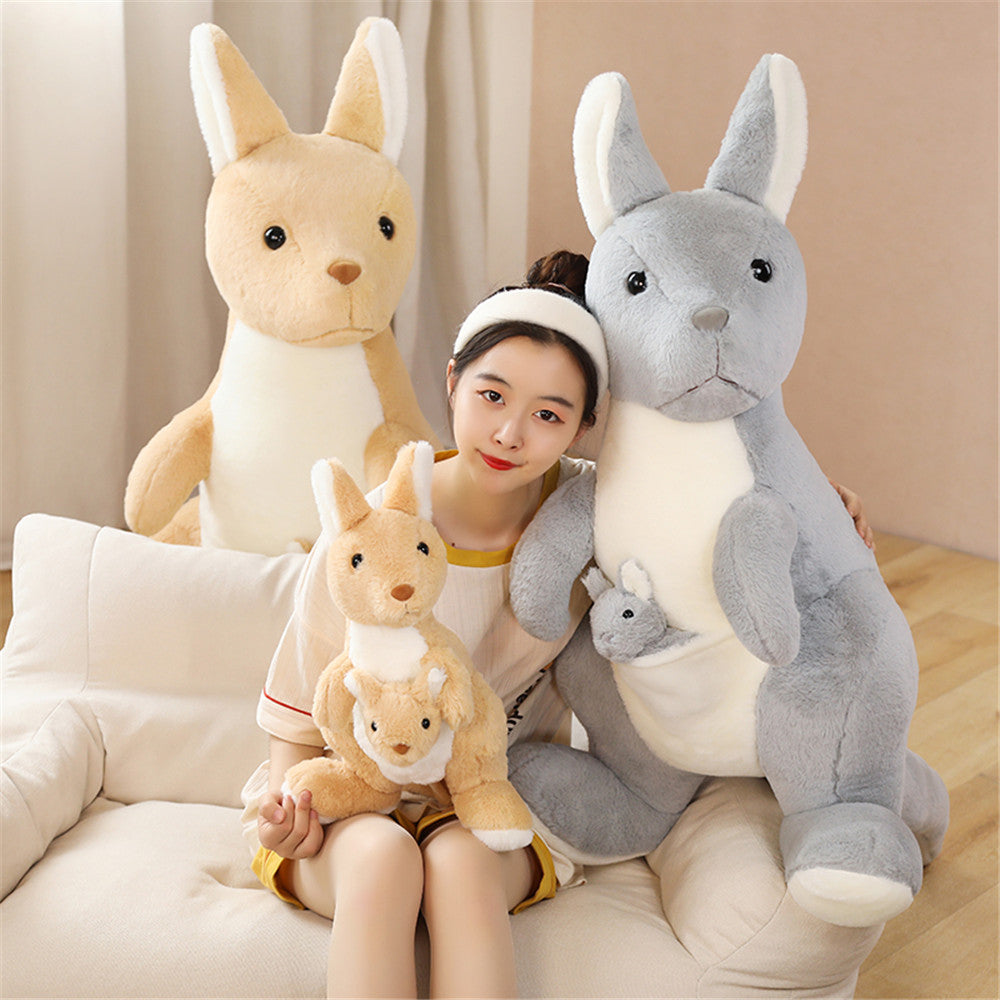 Kawaii Kangaroo Mama Papa and Baby Plushie-Enchanted peach