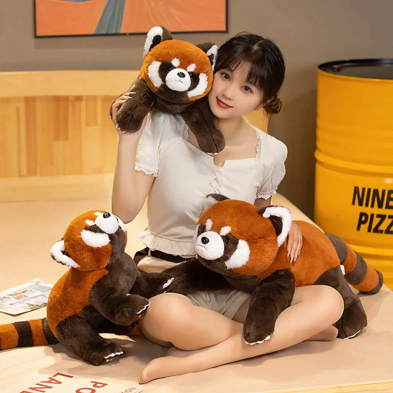 Laying Fluffy Red Panda Lifelike Plushie-Enchanted peach