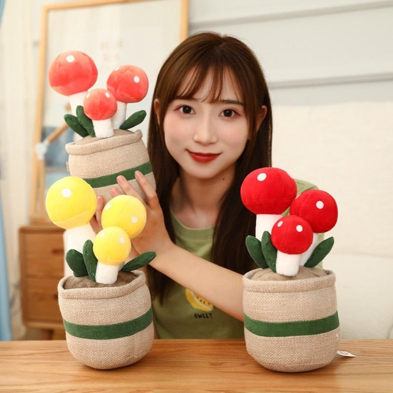 Mushroom Pot Plant Plushie-Enchanted peach
