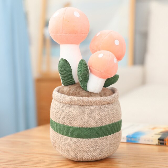 Mushroom Pot Plant Plushie-Enchanted peach