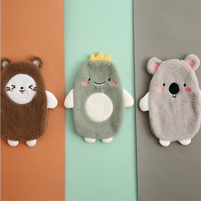 Pastel Animal Friends Portable Hot Water Bottle-Enchanted peach