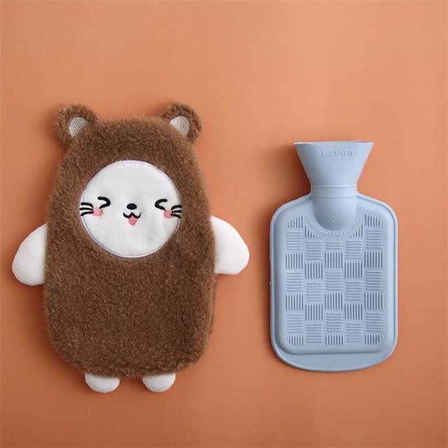 Pastel Animal Friends Portable Hot Water Bottle-Enchanted peach