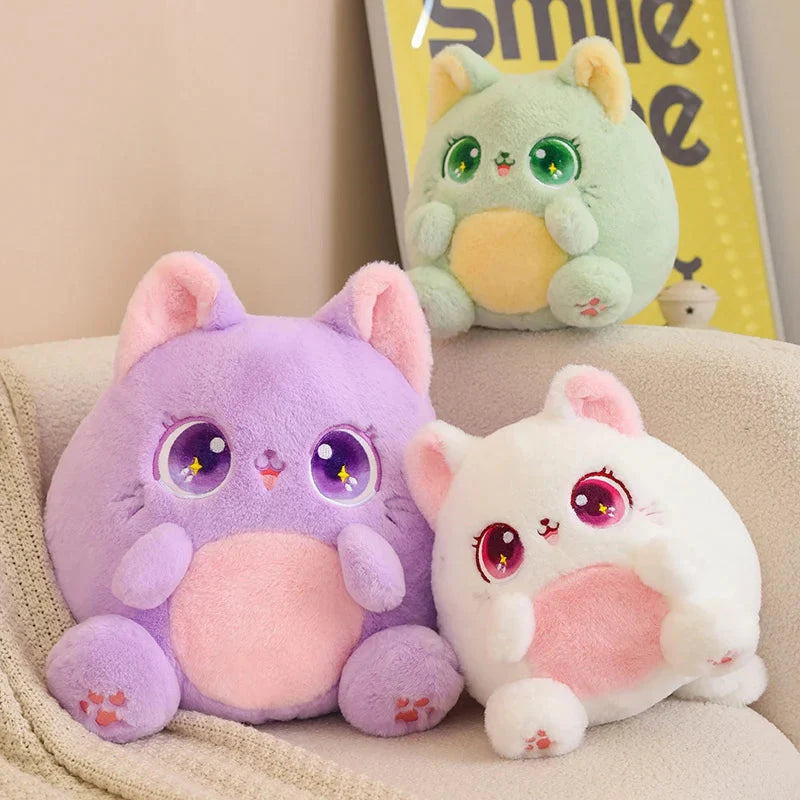 Rainbow Fluffy Cat Squad Ball Plushies-Enchanted peach