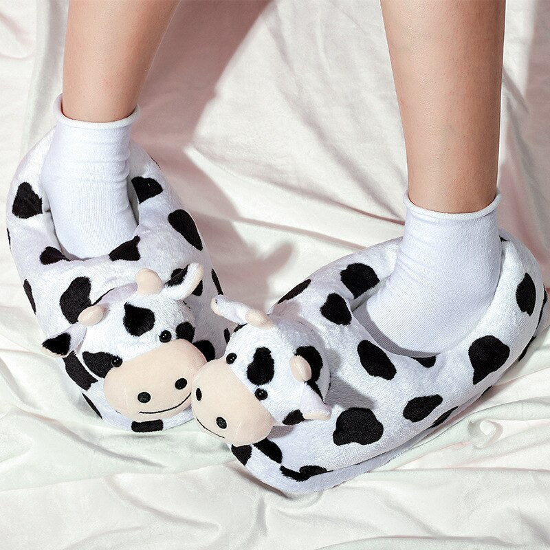 Soft Cow Plush Slippers-Enchanted peach