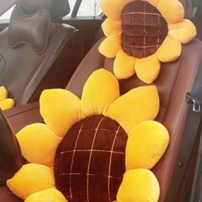 Sunny Sunflower Cushion-Enchanted peach