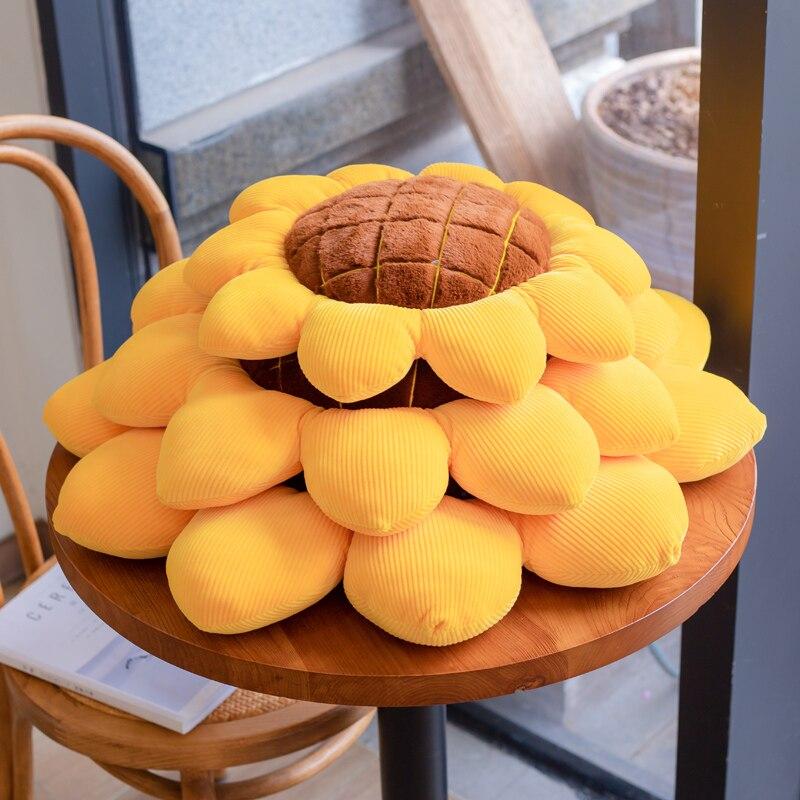 Sunny Sunflower Cushion-Enchanted peach