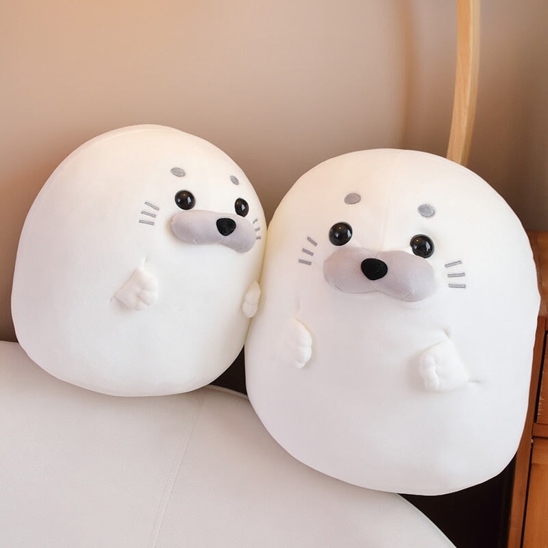 White Blue Baby Seal Plushies-Enchanted peach