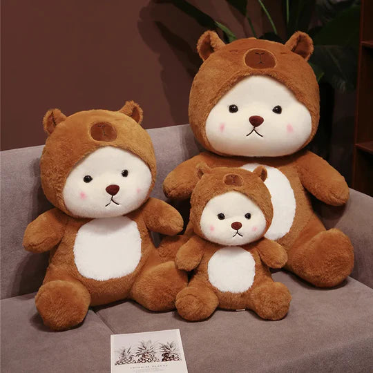 Kawaii bear plushies sitting together