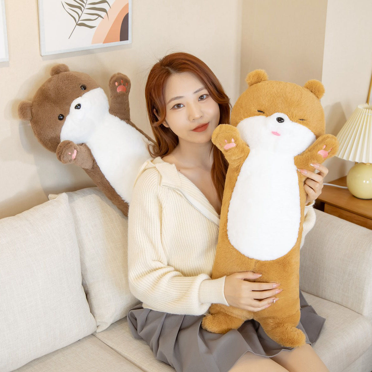 80cm Fluffy Long Otter Bunny Stuffed Plushies-Enchanted peach