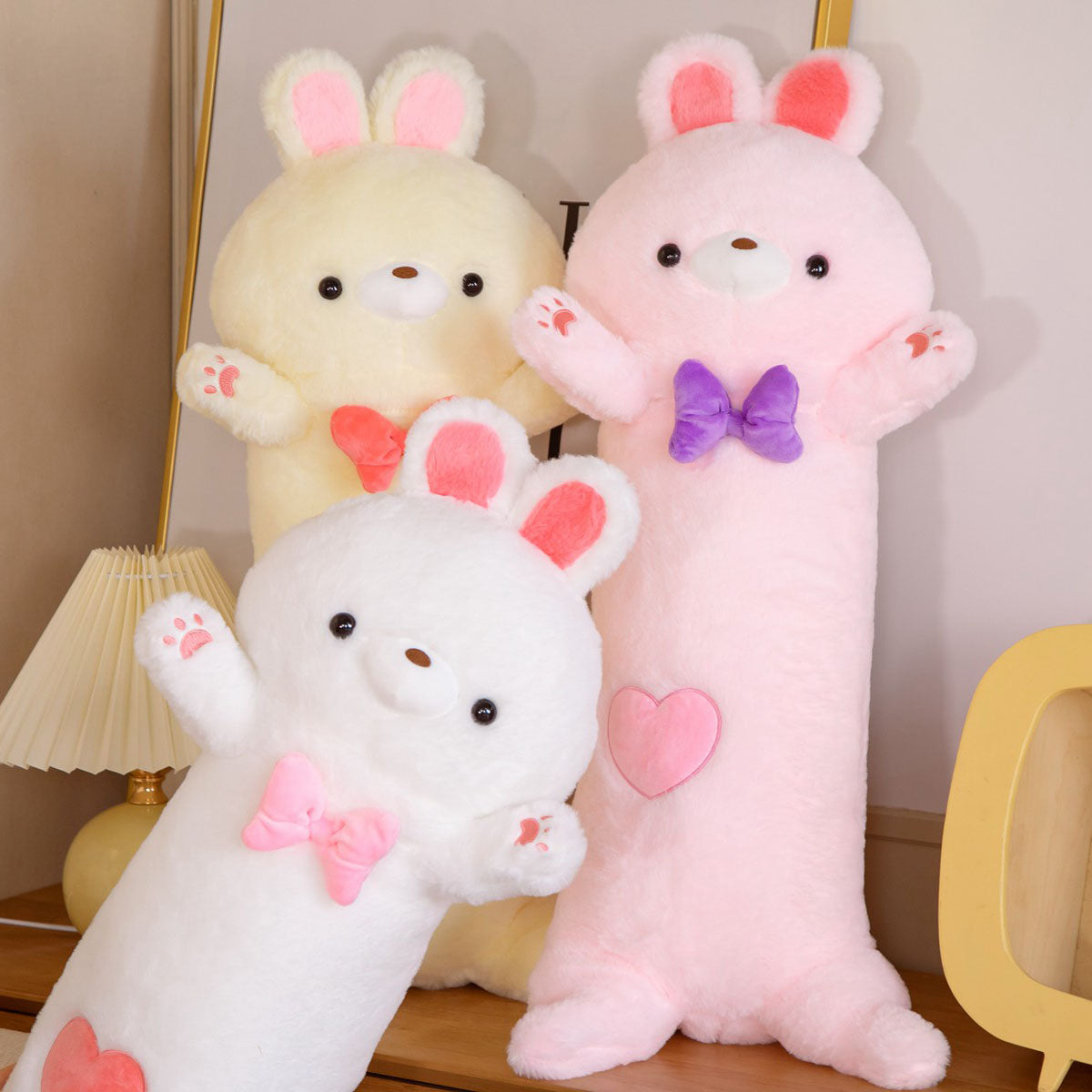 80cm Fluffy Long Otter Bunny Stuffed Plushies-Enchanted peach