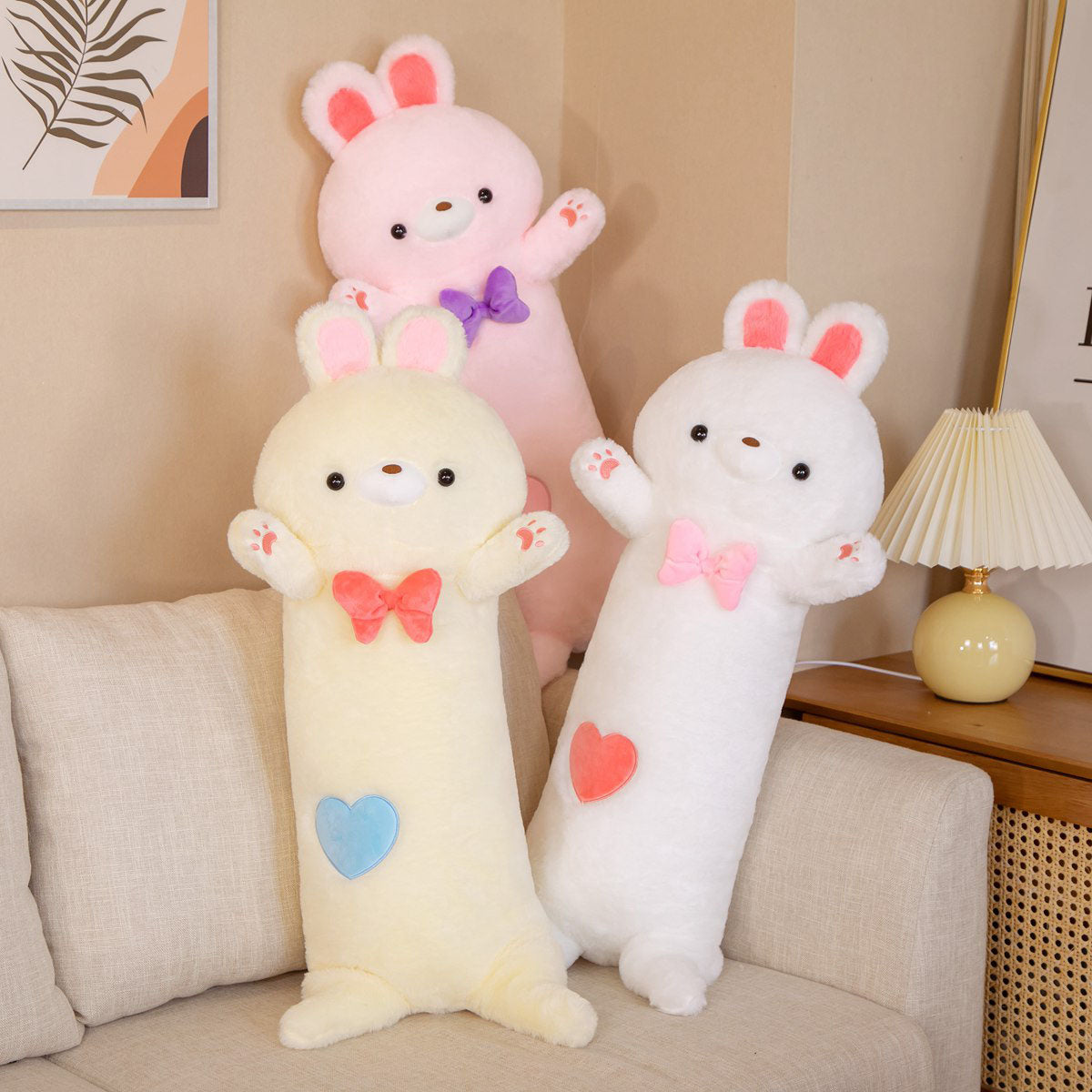 80cm Fluffy Long Otter Bunny Stuffed Plushies-Enchanted peach