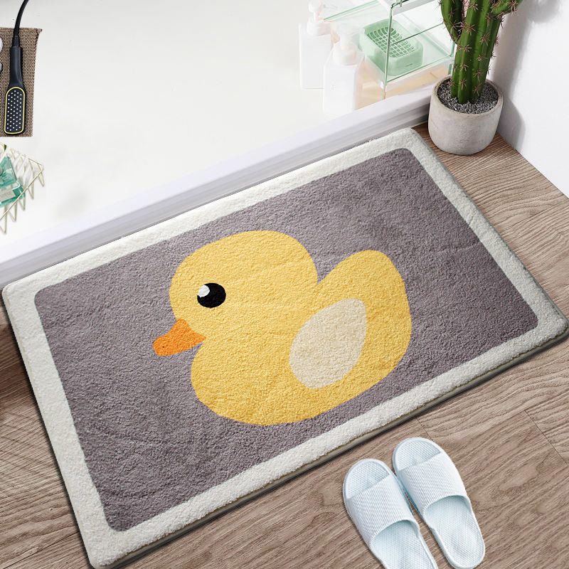 Adorable Animals Rectangle Non-Slip Fluffy Bath Mats Collection-Enchanted peach