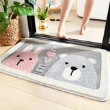 Adorable Animals Rectangle Non-Slip Fluffy Bath Mats Collection-Enchanted peach