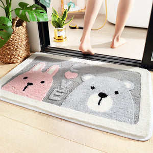 Adorable Animals Rectangle Non-Slip Fluffy Bath Mats Collection-Enchanted peach