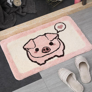 Adorable Animals Rectangle Non-Slip Fluffy Bath Mats Collection-Enchanted peach