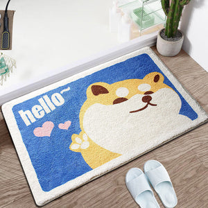 Adorable Animals Rectangle Non-Slip Fluffy Bath Mats Collection-Enchanted peach