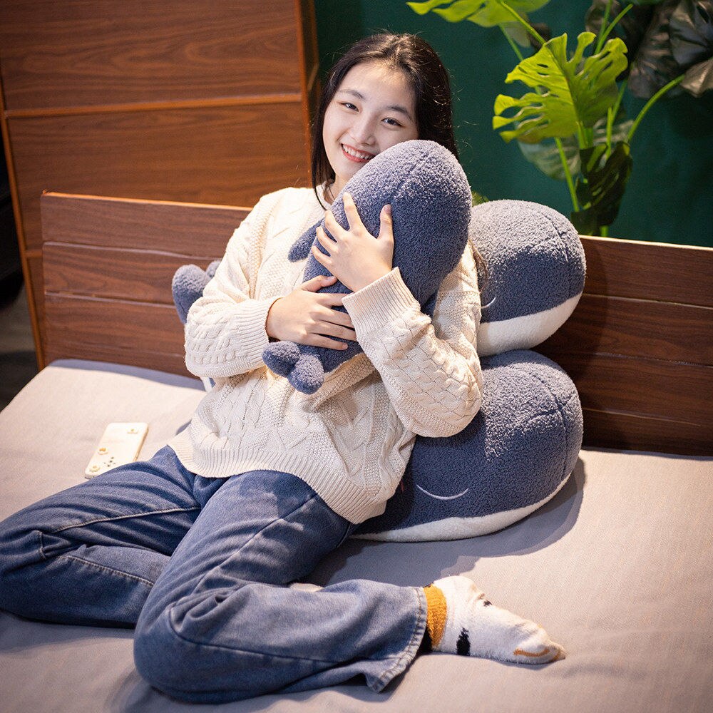 Adorable Fluffy Blue Whale Plushie-Enchanted peach