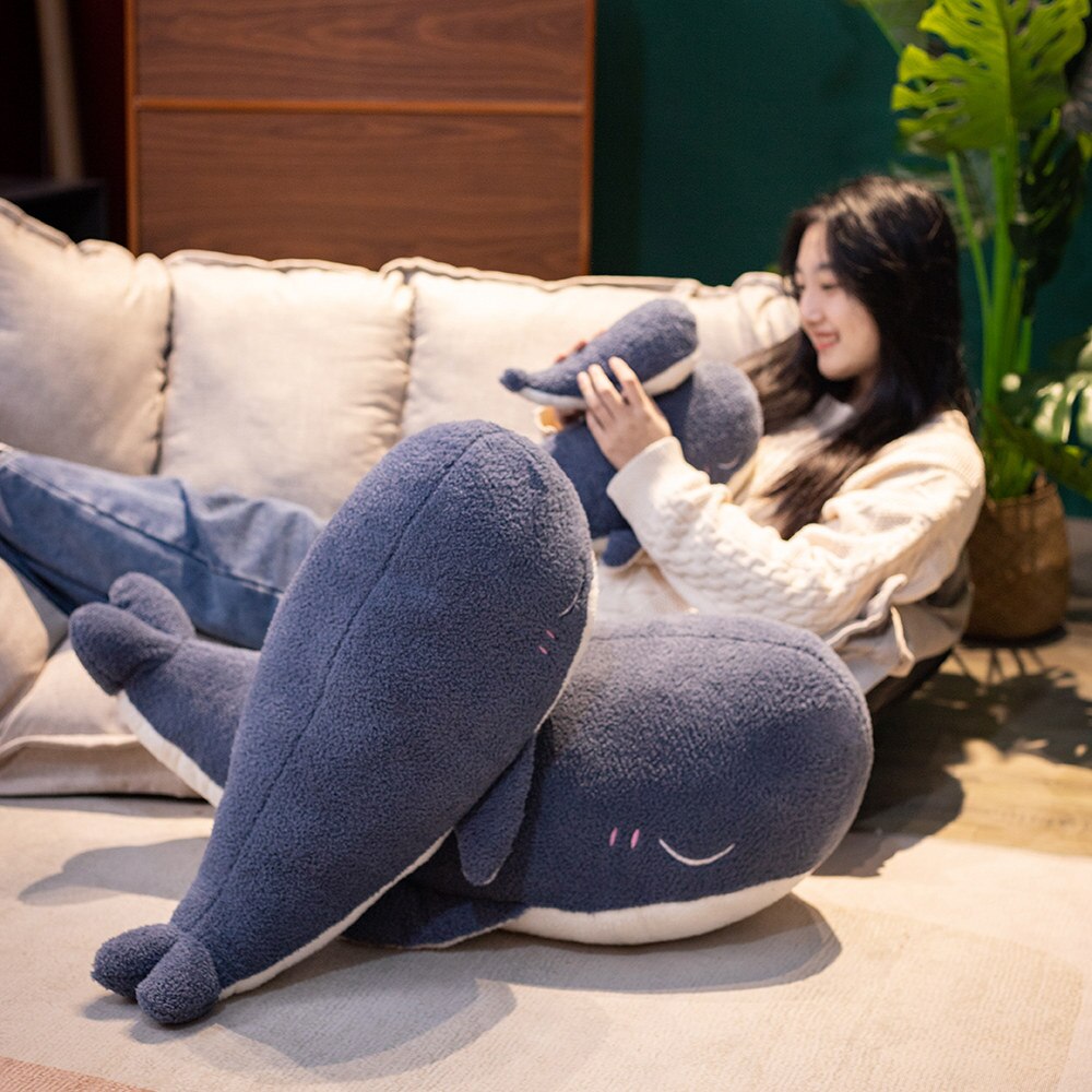 Adorable Fluffy Blue Whale Plushie-Enchanted peach