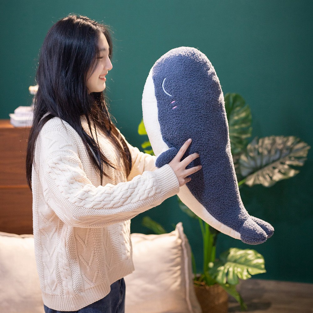 Adorable Fluffy Blue Whale Plushie-Enchanted peach