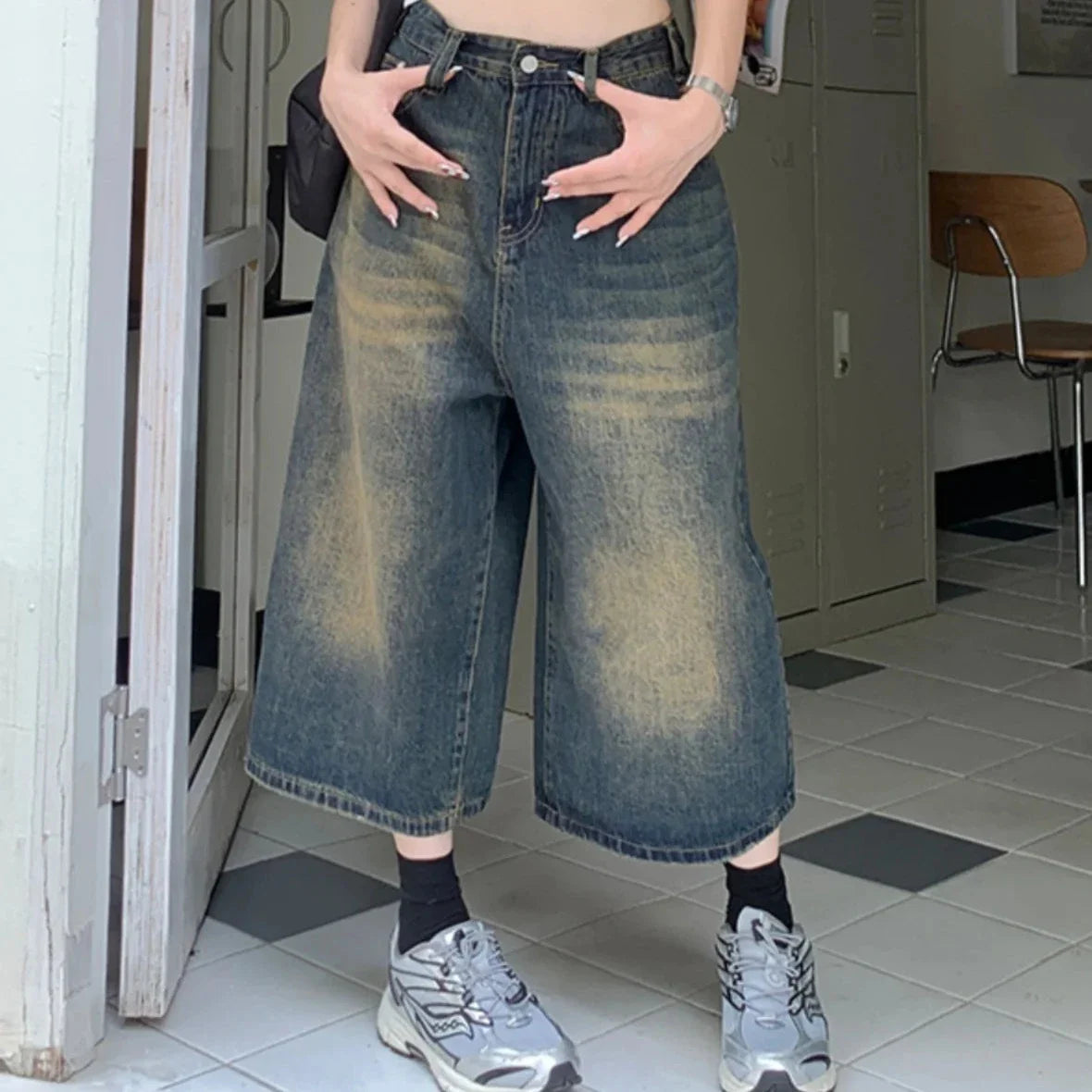 American Vintage Denim Jorts-Enchanted peach