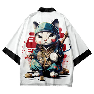 Anime Cat in Kimono Unisex Kimono Collection-Enchanted peach