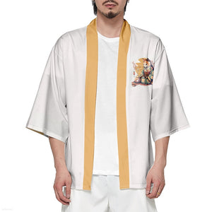 Anime Cat in Kimono Unisex Kimono Collection-Enchanted peach