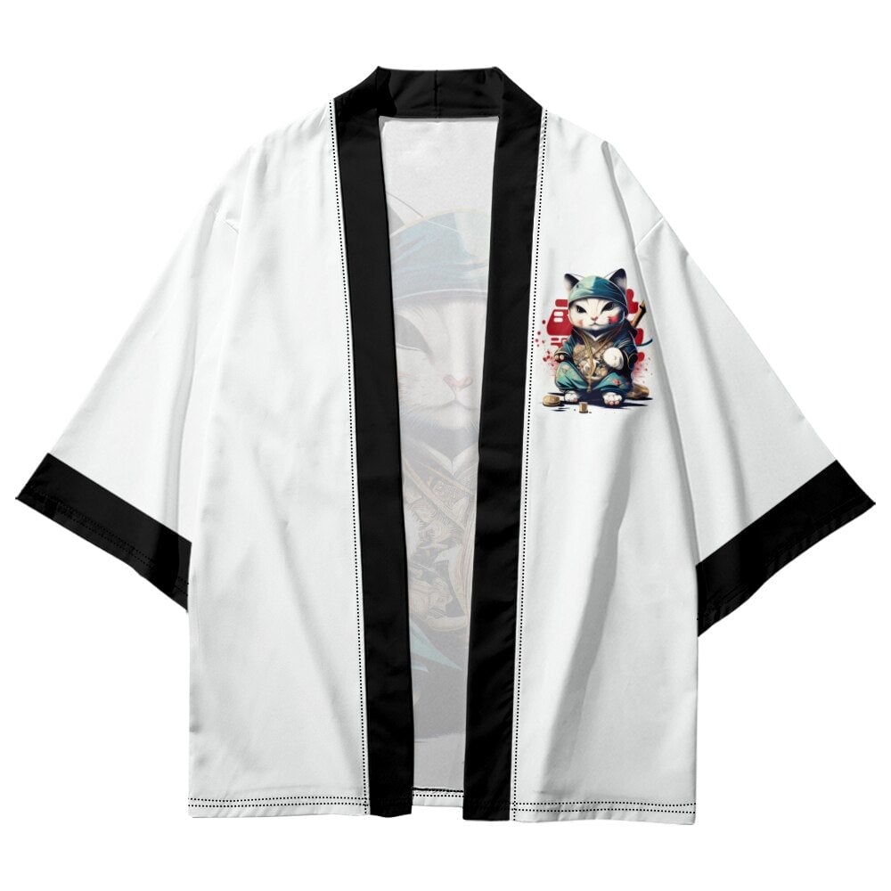 Anime Cat in Kimono Unisex Kimono Collection-Enchanted peach