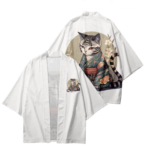 Anime Cat in Kimono Unisex Kimono Collection-Enchanted peach