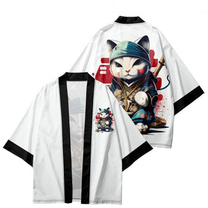 Anime Cat in Kimono Unisex Kimono Collection-Enchanted peach