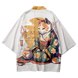 Anime Cat in Kimono Unisex Kimono Collection-Enchanted peach