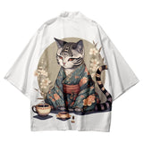 Anime Cat in Kimono Unisex Kimono Collection-Enchanted peach