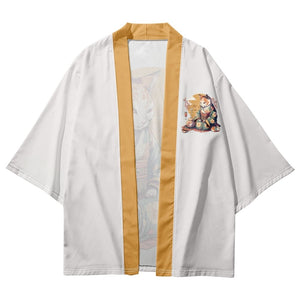 Anime Cat in Kimono Unisex Kimono Collection-Enchanted peach