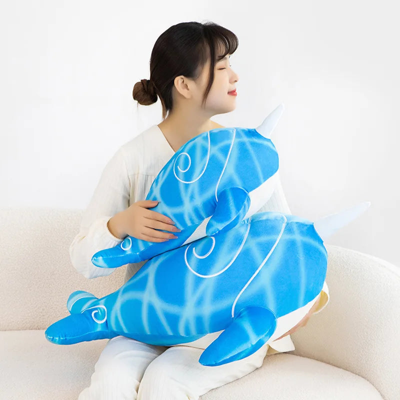 Anime Childe Tartaglia Blue Narwhal Whale Plush-Enchanted peach