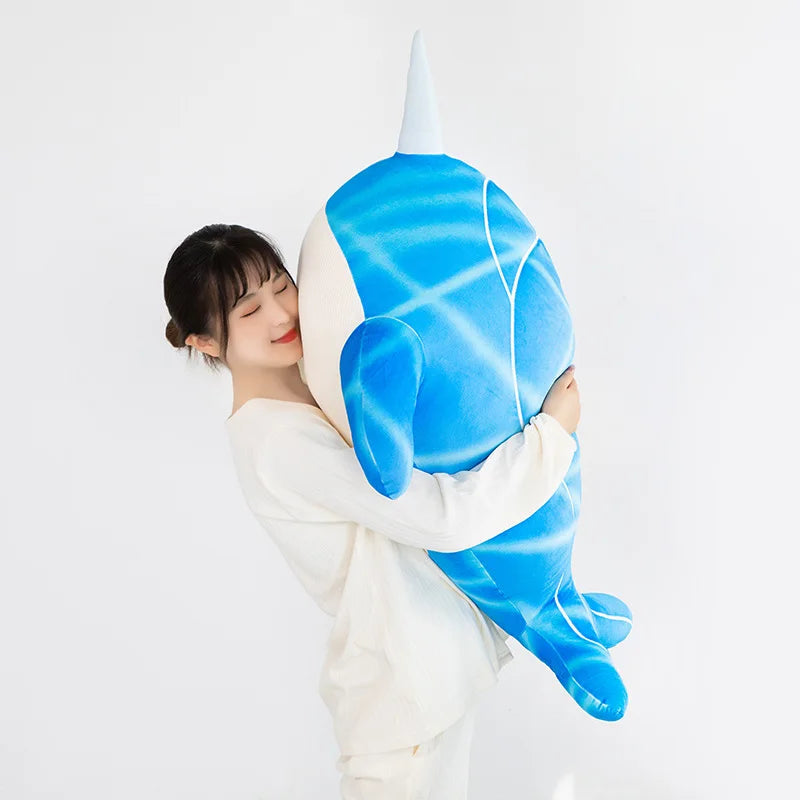 Anime Childe Tartaglia Blue Narwhal Whale Plush-Enchanted peach