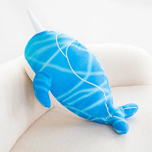 Anime Childe Tartaglia Blue Narwhal Whale Plush-Enchanted peach