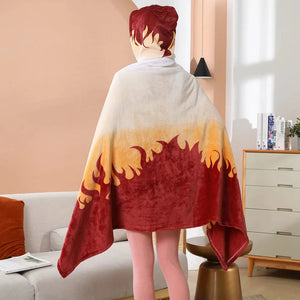 Anime Demon Slayer Hooded Cape Blanket-Enchanted peach