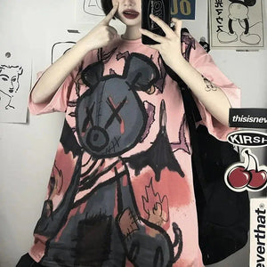 Anime Emo Bear Women's Tee-Enchanted peach