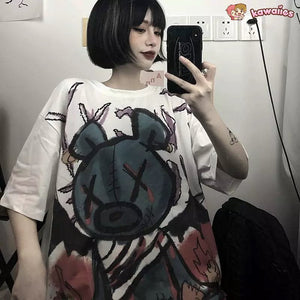 Anime Emo Bear Women's Tee-Enchanted peach