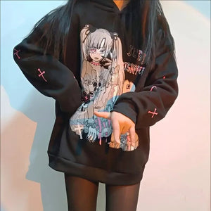 Anime Emo Girl 'Just Disappear' Women's Hoodie-Enchanted peach