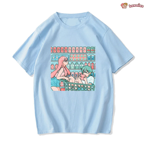 Anime Graphic Couple Shopping Unisex Tee-Enchanted peach