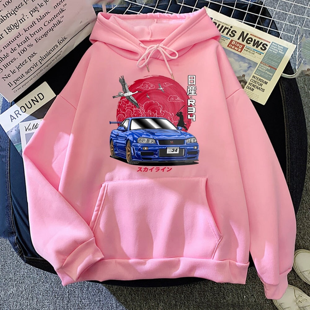 Anime Initial D Hooded Sweatshirt-Enchanted peach