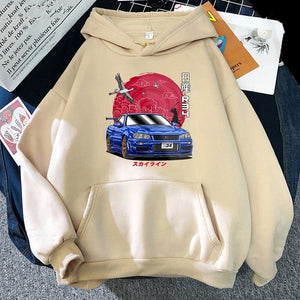 Anime Initial D Hooded Sweatshirt-Enchanted peach