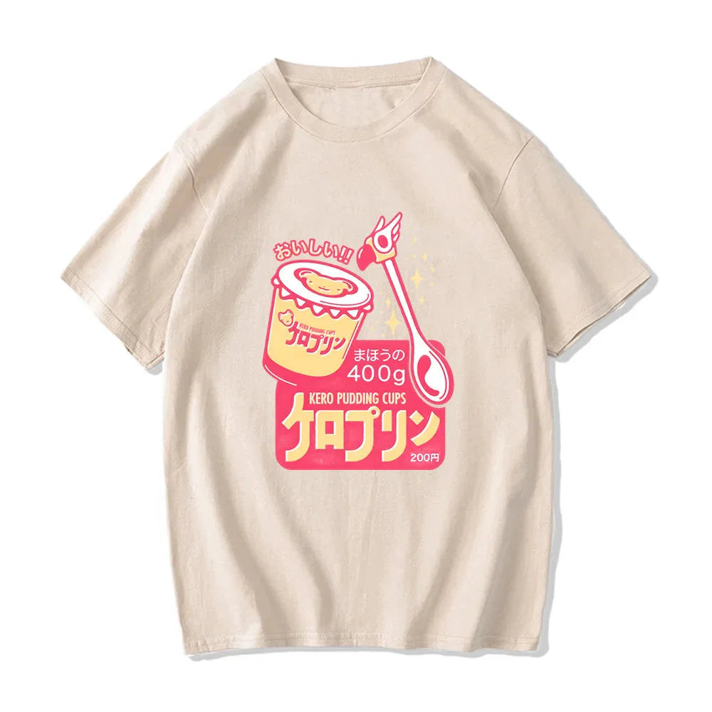 Anime Kero Pudding Cups Cardcaptor Sakura Unisex Tee-Enchanted peach