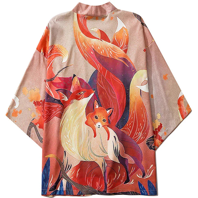 Anime Nine Tailed Fox Unisex Kimono-Enchanted peach