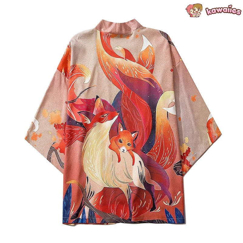 Anime Nine Tailed Fox Unisex Kimono-Enchanted peach