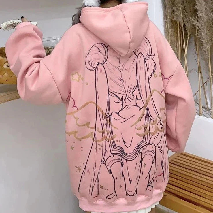 Anime Sailor Moon Angel Unisex Hoodie-Enchanted peach