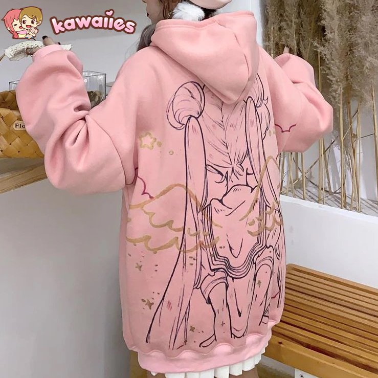 Anime Sailor Moon Angel Unisex Hoodie-Enchanted peach